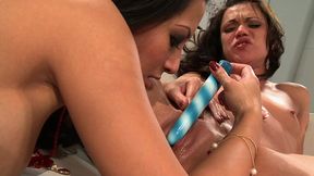 mandy more and gianna lynn strip to 69 and stuff holes with candy striped vibes