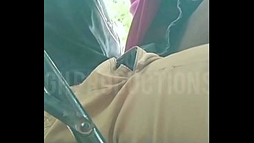 Teen slut exposes her big natural tits in public