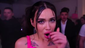 bukkake, e-girl, facial, gooned porn, a Trashy Japanese, video created by AI