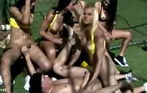 Shemale football team fucks a trainer