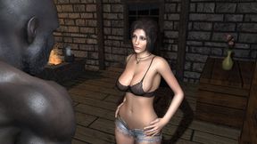 Hot and busty Lara Croft fucked by a Black Monster Cock in a cabin