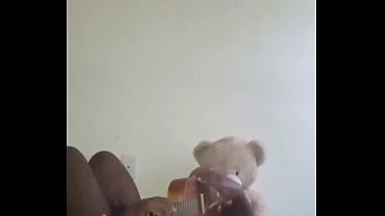 Playing guitar spontaneously while fingering guitar slowly