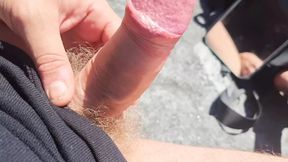 IN PUBLIC   HANDJOB IN PUBLIC AND A COCK LOADED WITH PISS - SHOW COCK TO EVERYONE