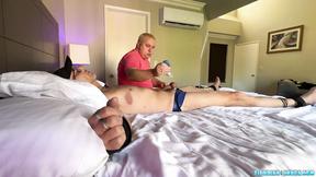 ”TicklishChubs: Kwisatz spurts his meat juice while dom Matt strokes his prick”