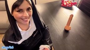 Intimate Encounter on the Table with a Tempting Nun - A Steamy POV Adventure!