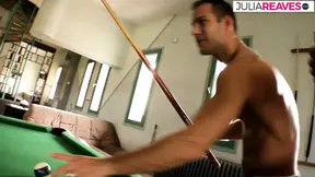 Sexy babe sucks two hard cocks before getting double penetrated