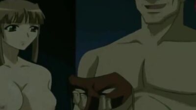 Watch this busty hentai babe get her pussy pounded while getting bent over