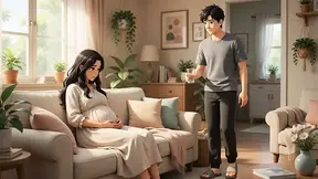 Stepson creeps on preggy stepmom, leading to a massive backside creampie