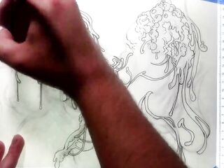 One Hawt Mess Line Art Timelapse by Drenched The Facial Artist