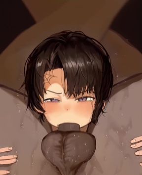 Submissive Anime Girl Head Locked in Aggressive Face Fuck (Cum Out of Nose)