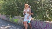 Intense fucking in broad daylight on the way from the train station. Blowjobs, fucking, oral sex, and more.