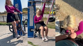 muestra sus tetas en publico y me la chupa al aire libre