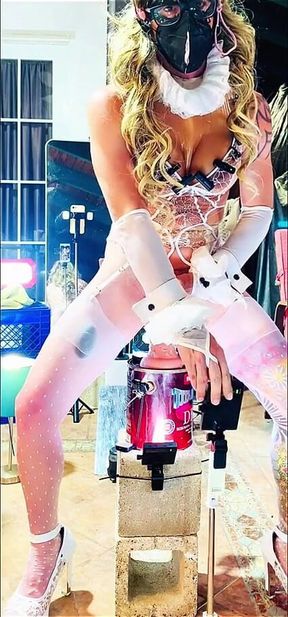 Sexy Shemale White Bodysuit Benito414 Riding Dildo Inside