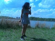 SOLO FEMALE PORN STAR GOES OUT CAMPING PUBLIC