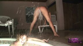 Two Babes Masturbate in the Hot Tub