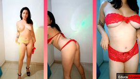 LAUXNOW STRIPTEASE TEASING YOU PERFECT BOOBS DANCING HEELS