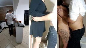 she had anal sex with the bartender hidden in the pantry.