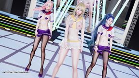 [mmd] Girls' Generation - Genie Ahri Seraphine Kaisa Striptease League of Legends Hentai