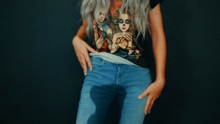 Pee in blue jeans
