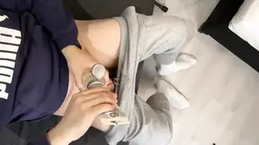 Cumshot in Dirty White Puma Socks