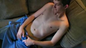 Here's a cute impromptu jerk off scene, made just after Devin Moss gets out of the shower...all horny and hard. This 18 year old packs 10 inches of uncut meat that has no difficulty getting up and ready for action.