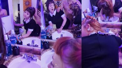 Twinsday Addams! Petite Babes Fucked in Front of The Mirror