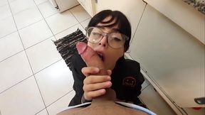 Naughty nymphet sucked her brother'_s friend in the room next to him