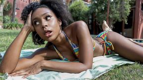 Her sweet brown skin gobbles up the cock&#x1F346; under the scorching afternoon sunlight with unblinking stares