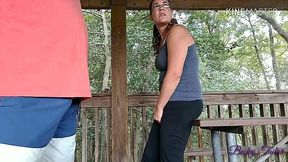 Park bench pounding ends with messy creampie - Becky Tailorxxx