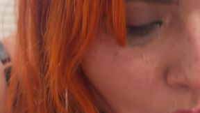 Latina Redhead In Smeared Makeup Gives Sloppy Blowjob & Swallows Cum