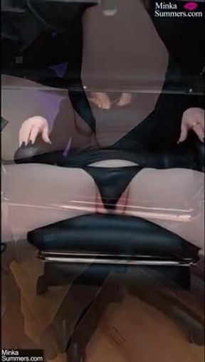 Big Dick Shemale with Huge Balls Ready to Stuff Under Desk POV