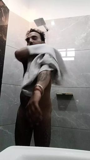 Desi Man enjoy masturbation with shower with Arab daddy european american