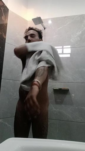 Desi Man enjoy masturbation with shower with Arab daddy european american