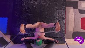 KinkySubGirl Restrained and Struggling on a St Andrews Cross