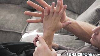 FunsizePorn.com - Cute little Tom gets a free rough ride to Legrand Wolfs enormous ha