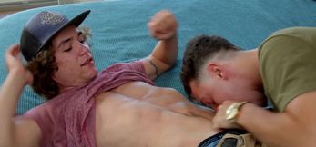 Jocks Ian Oakley and Hayden Brier screwing in raw t