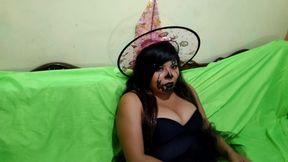 He Faceless Man Visits the Witch on Halloween, Interviews Her and Seduces Her to Have Sex