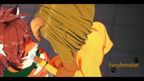 Furry Futanari Hentai 3D - Futanari and Tiger Girl Blowjob and Fucked with Creampie - Anime Manga Japanese  Cartoon Porn