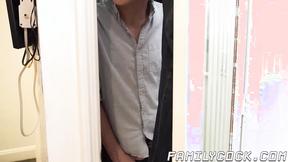 ”Curious stepson Skylar Hill tries his muscular stepdads chunky shaft”