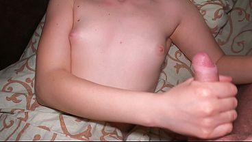 Step sis surprises big cocked bro with hand job