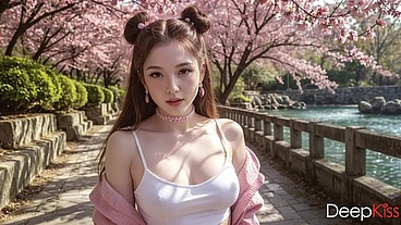 A cute Japanese girl gently sucks my thick, huge cock, takes it deep down her throat, and swallows my cum[AI]