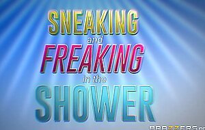 Sneaking and freaking in the shower, Charles Dera, Rose Monroe