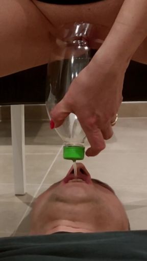 Stunning moment from &quot;His mouth is my toilet, his tongue is my toilet paper, daily pee swallowing, compilation&quot;