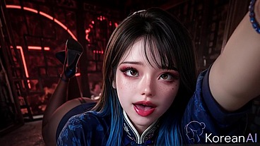 I made this juicy Korean slut lick my balls and then filled her slit to the very bottom with hot cum [AI]