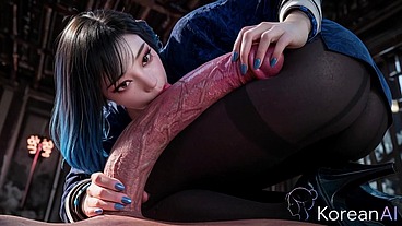 I made this juicy Korean slut lick my balls and then filled her slit to the very bottom with hot cum [AI]