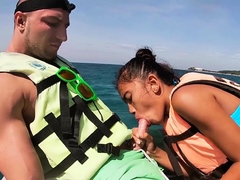 Thai teen giving blowjob on a jet ski