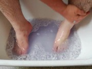 Washing the tools, now with purple shampoo