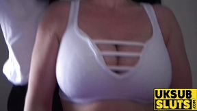 UKSubSluts com - English BBW slut's big cock&#x1F32D; slamming and intense teasing