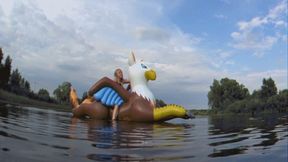 Alla hotly fucks a big rare inflatable griffin on the lake and gets a real orgasm!!!
