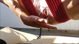sunday afternoon 4 min nonstop outdoor squirt on my swing chair squirting